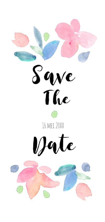 Save the date, aquarel bloemen - Trouwkaarten Trouwkaarten - Save the date, aquarel bloemen