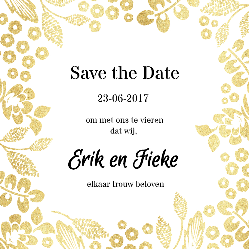 Save the date botanicalgold - SV - Trouwkaarten Trouwkaarten - Save the date botanicalgold - SV
