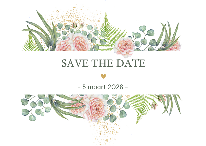 Save the date botanische rozen - Trouwkaarten Trouwkaarten - Save the date botanische rozen
