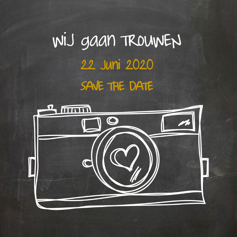 Save the Date Camera Hart - SG - Trouwkaarten Trouwkaarten - Save the Date Camera Hart - SG