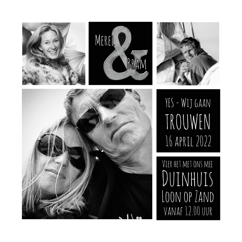 Save the Date fotocollage & SG - Trouwkaarten Trouwkaarten - Save the Date fotocollage & SG