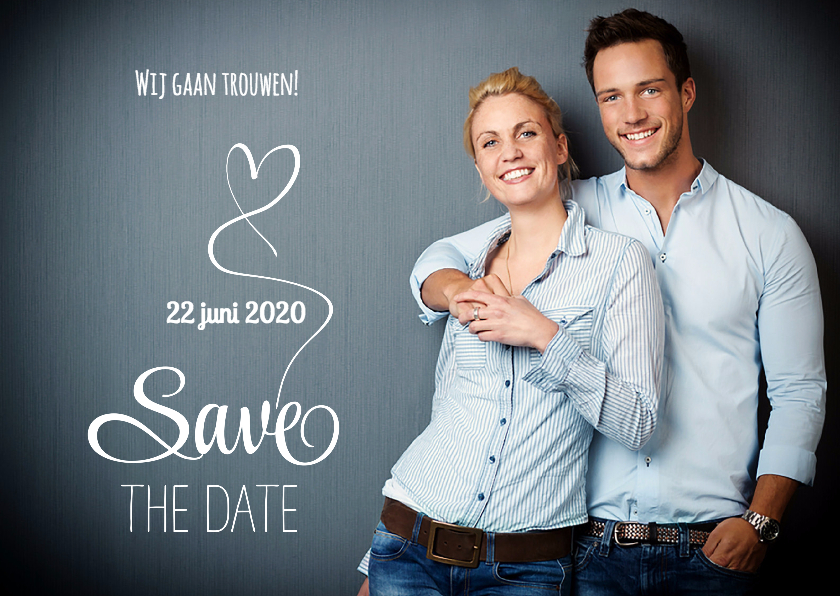 Save the Date fotokaart wit - SG - Trouwkaarten Trouwkaarten - Save the Date fotokaart wit - SG