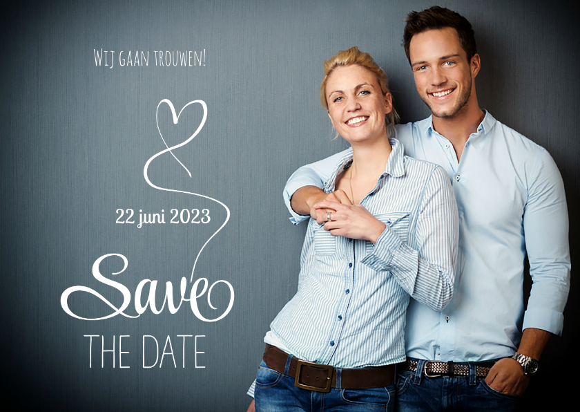 Save the Date fotokaart wit - Trouwkaarten Trouwkaarten - Save the Date fotokaart wit