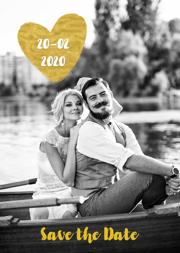 Save the Date goud hart - OT - Trouwkaarten Trouwkaarten - Save the Date goud hart - OT