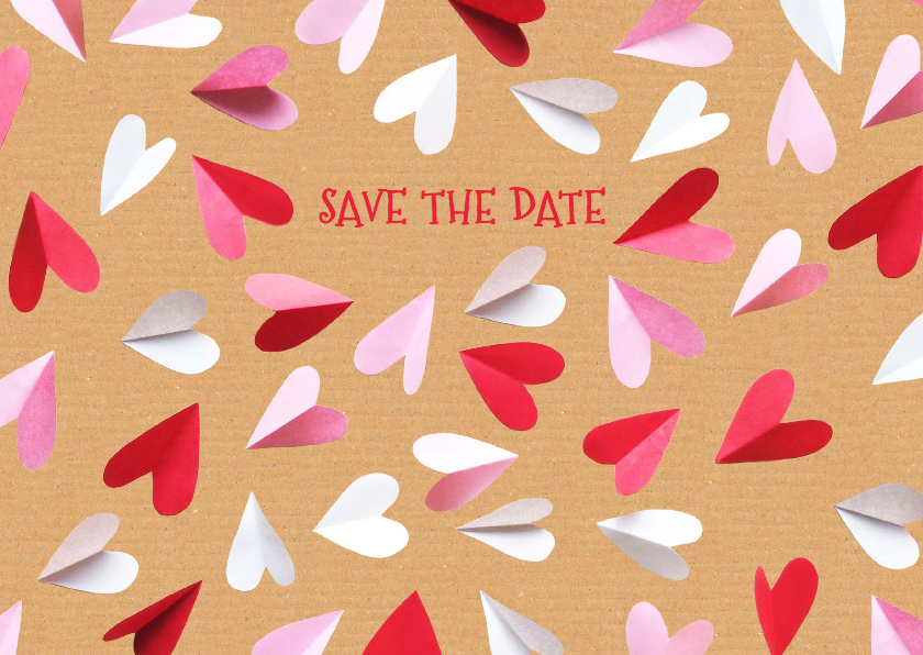 Save the date hartjes karton Save the date hartjes karton
