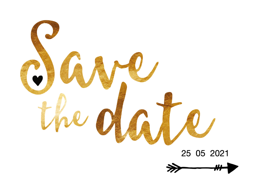 Trouwkaarten - Save the date in gouden letters