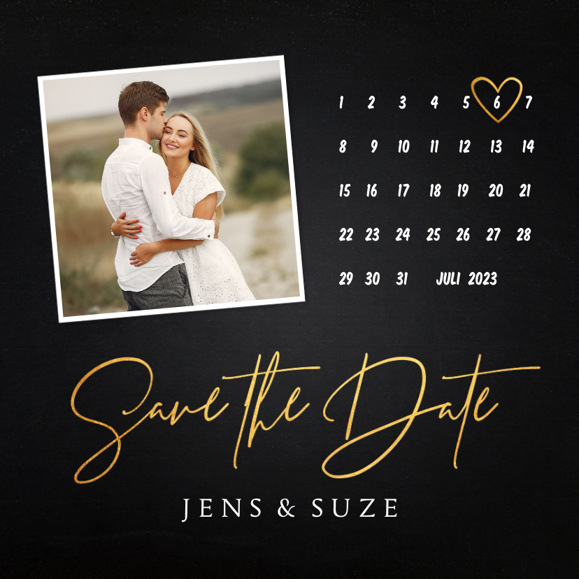 Save the Date kaart foto kalender krijtbord - Trouwkaarten Trouwkaarten - Save the Date kaart foto kalender krijtbord