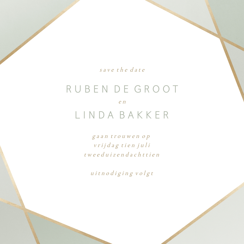 Trouwkaarten - Save the date kaart geometrisch patroon groen