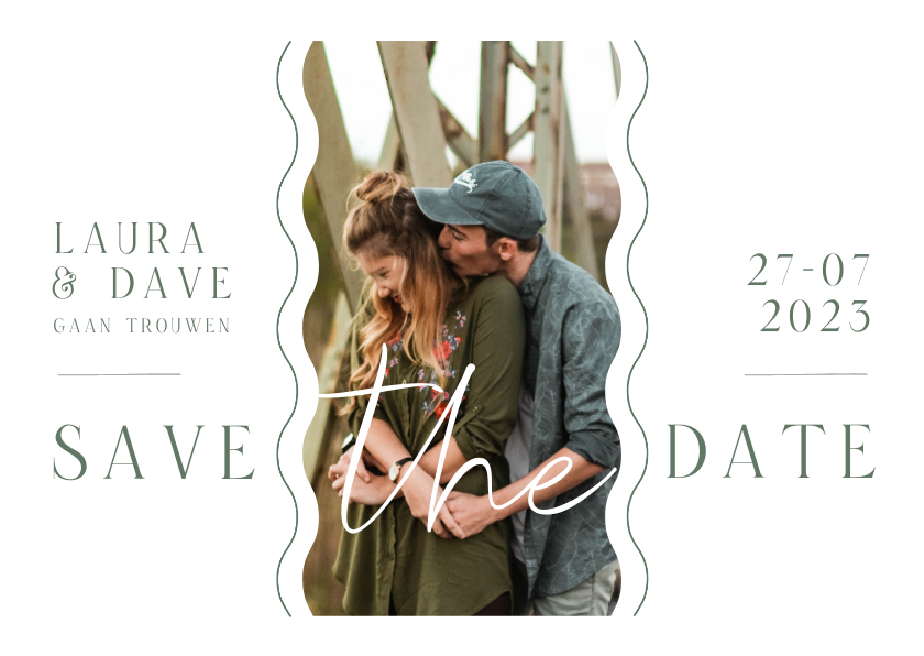 Save the date kaart golf vormen trend foto grafisch - Trouwkaarten Trouwkaarten - Save the date kaart golf vormen trend foto grafisch