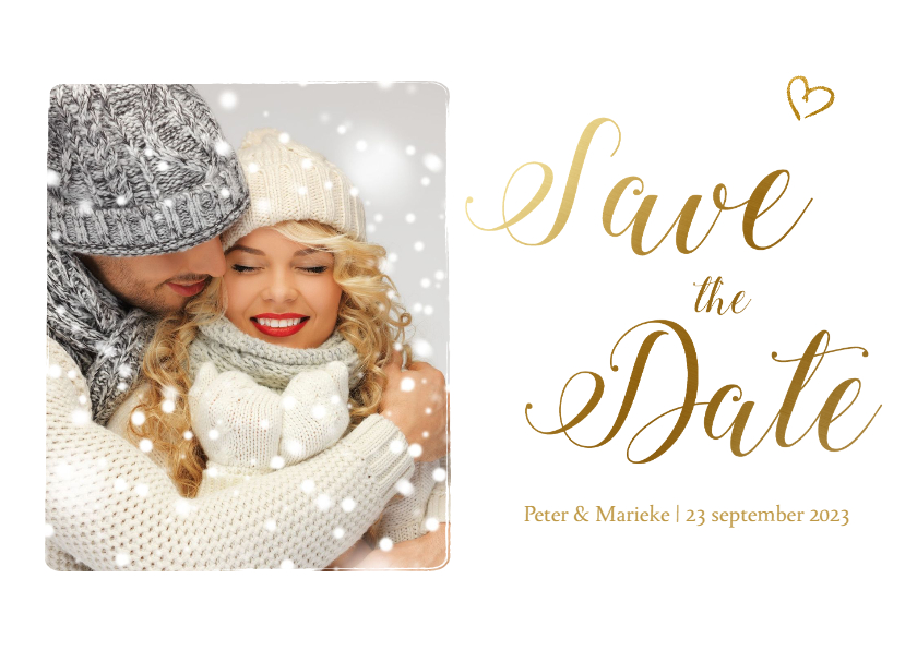 Save the date kaart met gouden letters Save the date kaart met gouden letters