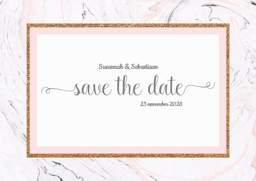 Save the date kaart met marmer - Trouwkaarten Trouwkaarten - Save the date kaart met marmer