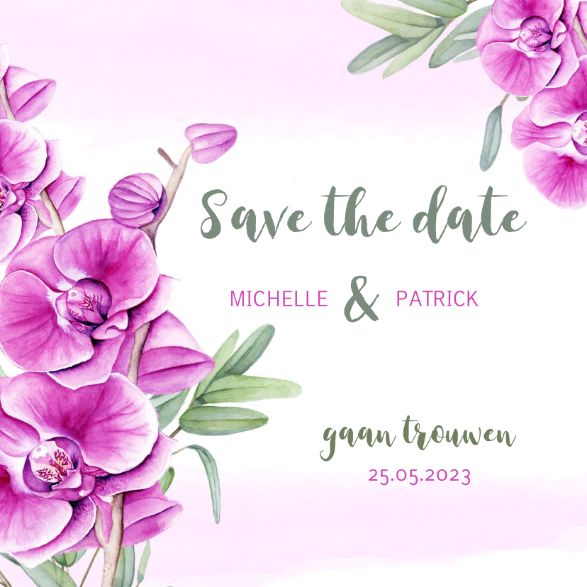 Save the Date kaart orchidee - Trouwkaarten Trouwkaarten - Save the Date kaart orchidee