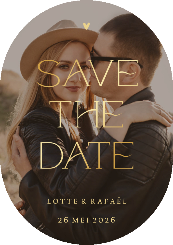 Trouwkaarten - Save the date kaart ovaal met grote foto 