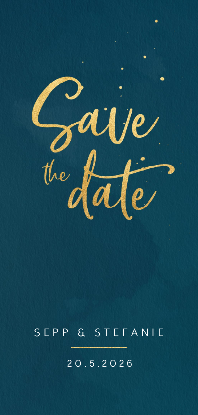 Trouwkaarten - Save the date kaart waterverf en spatten