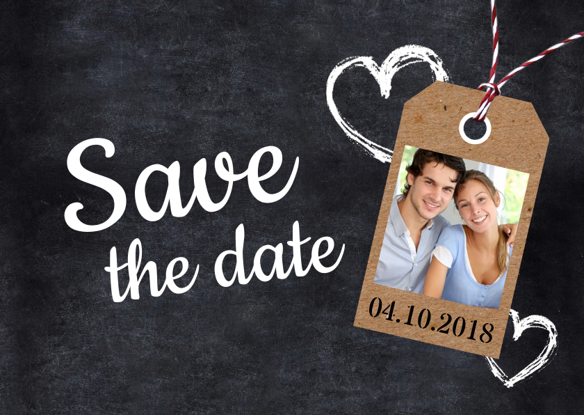 Save the date krijtbord en foto - Trouwkaarten Trouwkaarten - Save the date krijtbord en foto