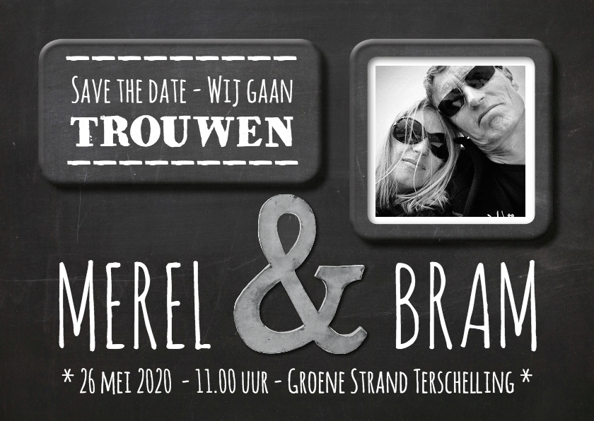 Save the Date krijtbord - SG - Trouwkaarten Trouwkaarten - Save the Date krijtbord - SG