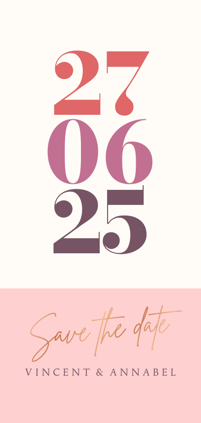 Trouwkaarten - Save the date minimalistisch kleurrijk
