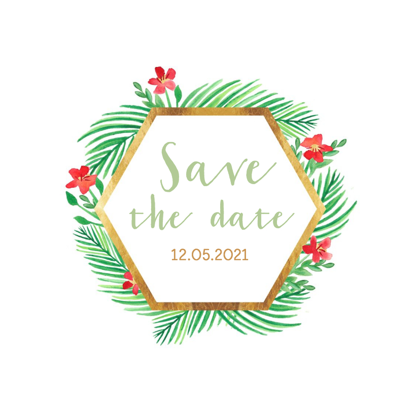 Save the date natuur met goudlook - Trouwkaarten Trouwkaarten - Save the date natuur met goudlook