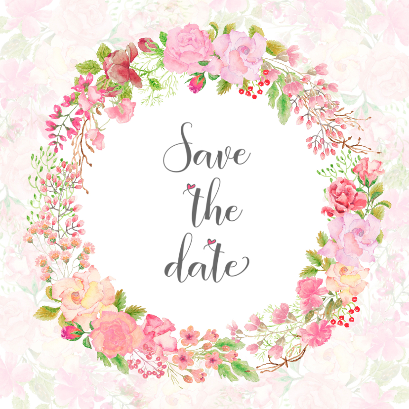 Save the date rozen pastel - Trouwkaarten Trouwkaarten - Save the date rozen pastel