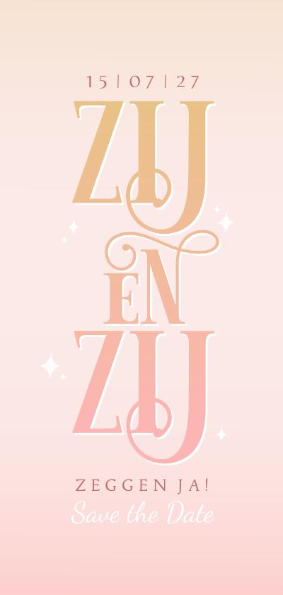 Trouwkaarten - Save the Date stijlvol typografisch zacht pastel vrouwelijk