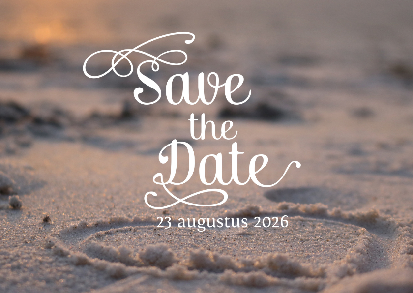 Trouwkaarten - Save the date strand met hart