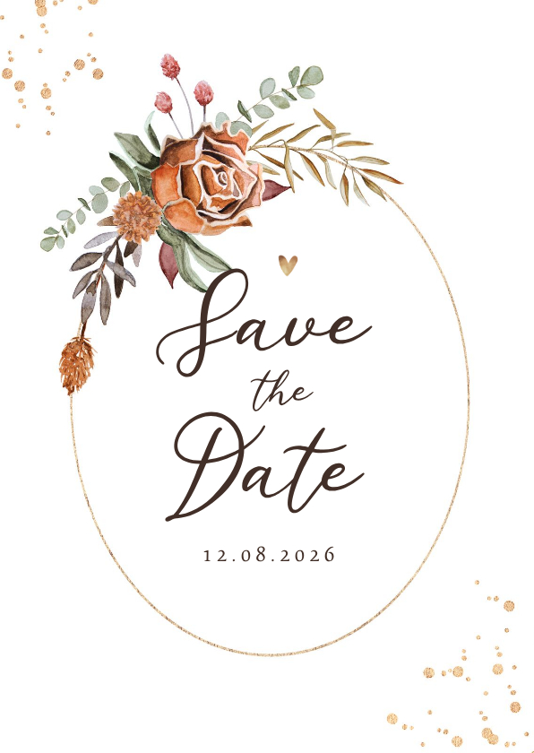 Save the date trouwkaart stijlvol droogbloemen waterverf - Trouwkaarten Trouwkaarten - Save the date trouwkaart stijlvol droogbloemen waterverf