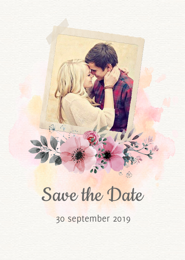 Trouwkaarten - Save the date trouwkaart watercolor