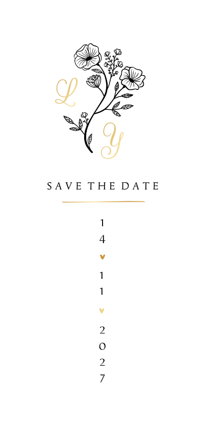 Trouwkaarten - Save the date uitnodigingskaart huwelijk klassiek bloemen