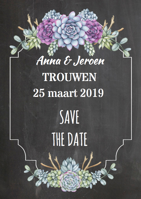 Save The Date vetplant - Trouwkaarten Trouwkaarten - Save The Date vetplant