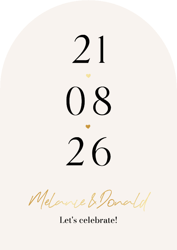 Trouwkaarten - Stijlvolle boogkaart trouwen datum grafisch eenvoudig