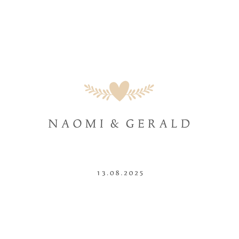 Stijlvolle klassieke minimalistische trouwkaart in hartvorm - Trouwkaarten Trouwkaarten - Stijlvolle klassieke minimalistische trouwkaart in hartvorm