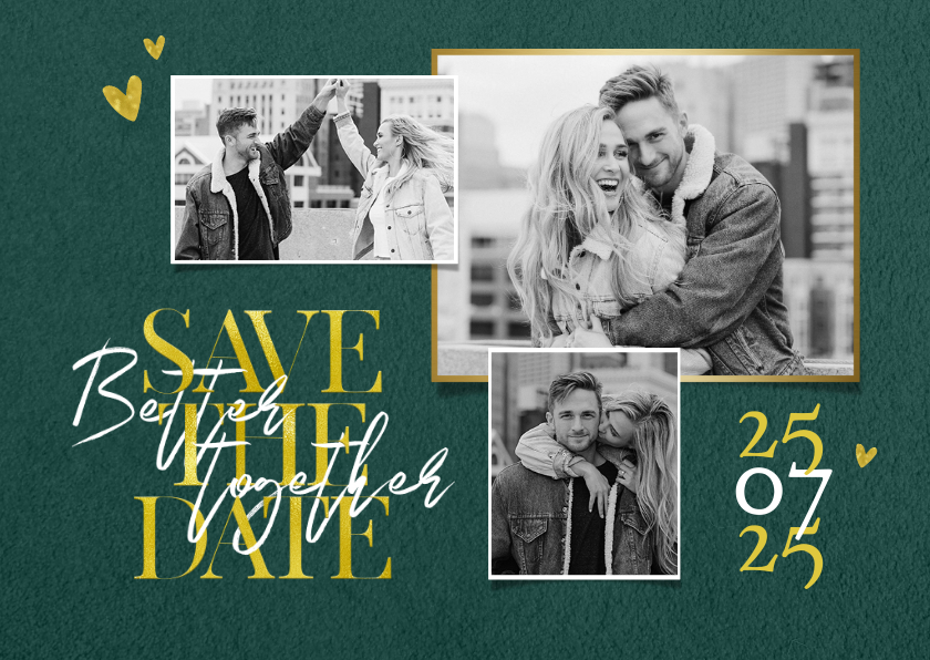 Stijlvolle, klassieke save the date kaart velvet goud Stijlvolle, klassieke save the date kaart velvet goud