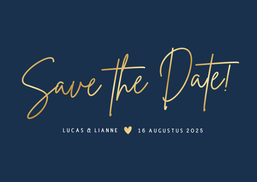 Stijlvolle liggende minimalistische Save the Date kaart - Trouwkaarten Trouwkaarten - Stijlvolle liggende minimalistische Save the Date kaart