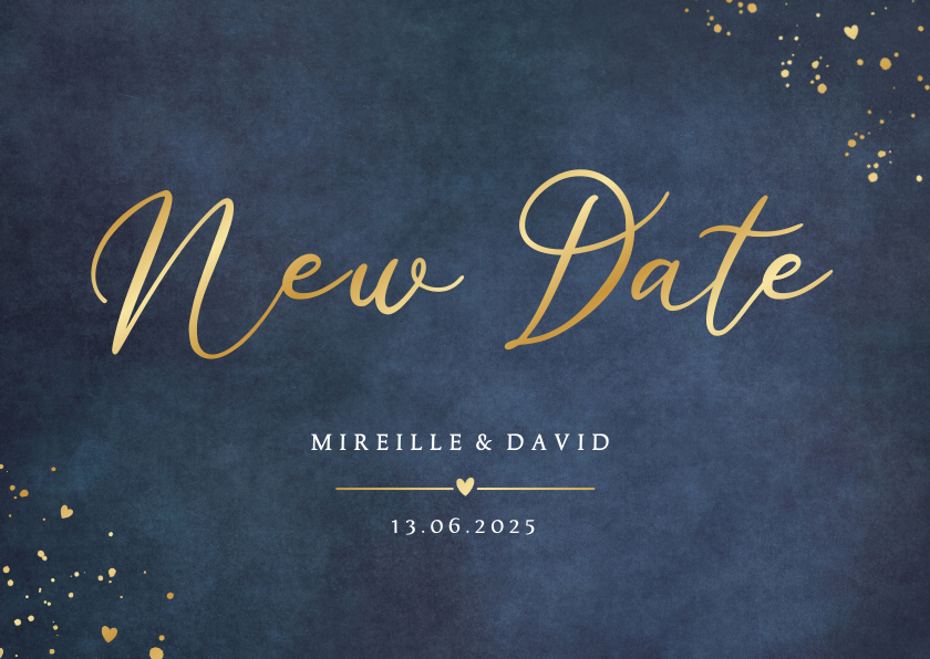 Trouwkaarten - Stijlvolle New Date - Change the Date kaart huwelijksdag