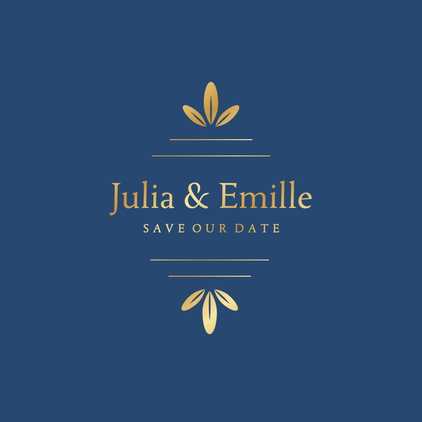 Stijlvolle save our date kaart gouden ornament - Trouwkaarten Trouwkaarten - Stijlvolle save our date kaart gouden ornament