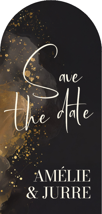 Trouwkaarten - Stijlvolle save the date boogvorm waterverf en goud