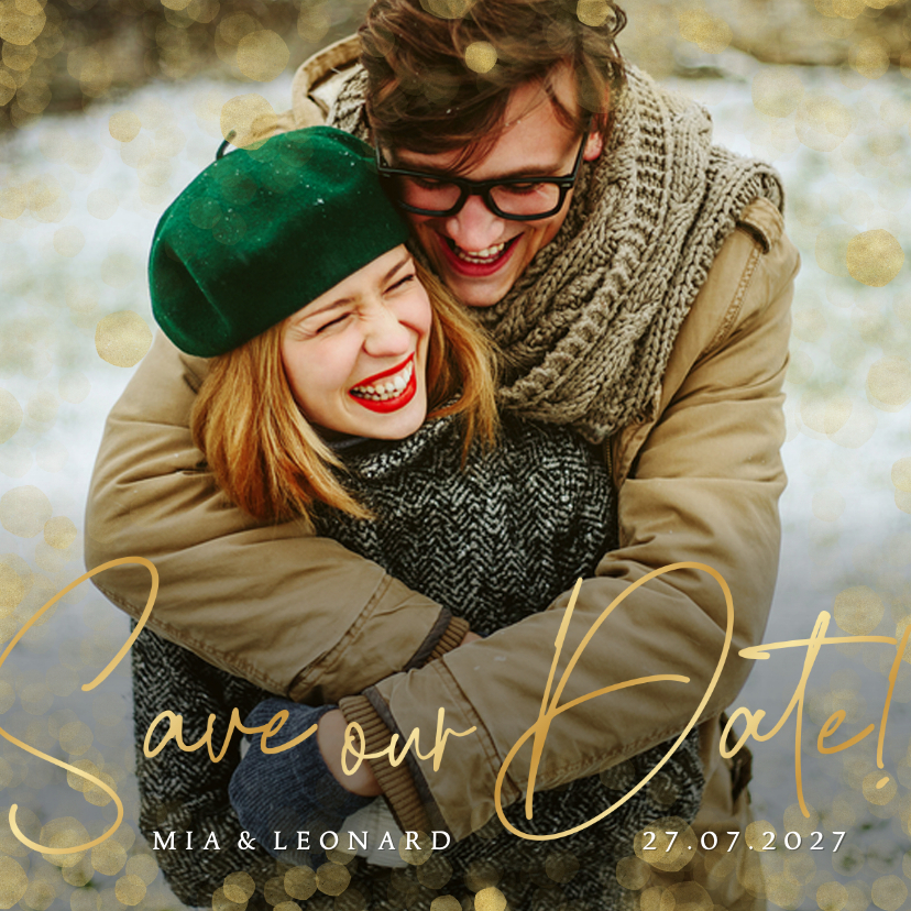 Stijlvolle Save the Date & kerstkaart in één met eigen foto - Trouwkaarten Trouwkaarten - Stijlvolle Save the Date & kerstkaart in één met eigen foto