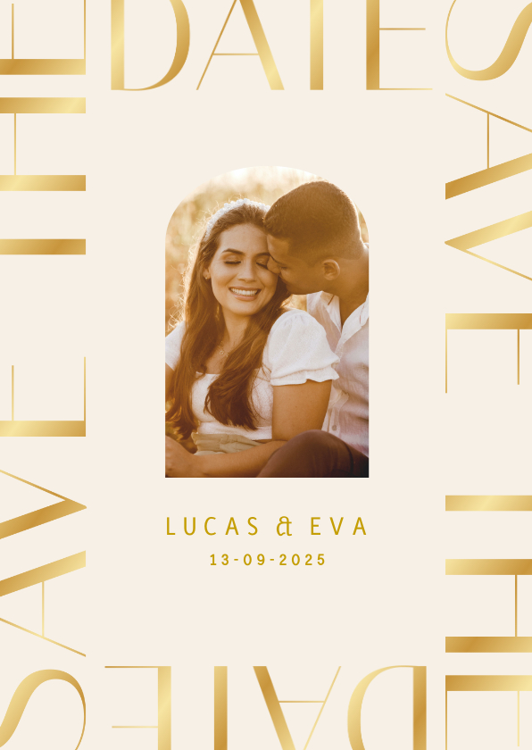 Stijlvolle save the date kaart klassieke gouden typografie Stijlvolle save the date kaart klassieke gouden typografie