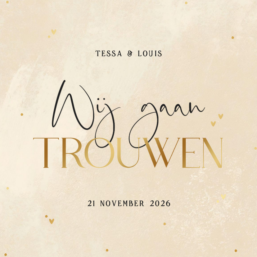 Stijlvolle trouwkaart beige steenlook wij gaan trouwen - Trouwkaarten Trouwkaarten - Stijlvolle trouwkaart beige steenlook wij gaan trouwen