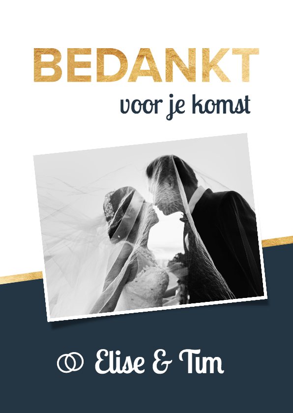 Strakke bedankkaart met foto - Trouwkaarten Trouwkaarten - Strakke bedankkaart met foto