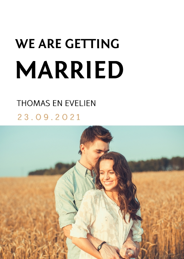 Strakke trouwkaart met een eigen foto - Trouwkaarten Trouwkaarten - Strakke trouwkaart met een eigen foto