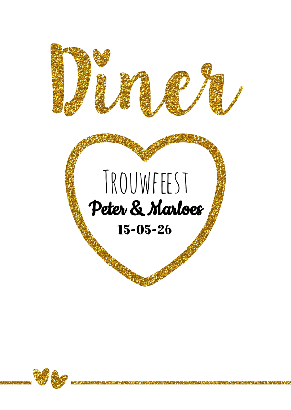 Trouw menu glamour en glitter - Trouwkaarten Trouwkaarten - Trouw menu glamour en glitter