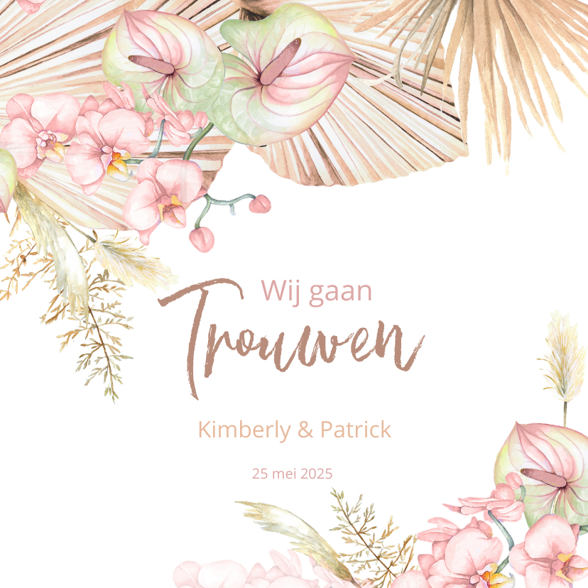 Trouwen droogbloemen orchidee - Trouwkaarten Trouwkaarten - Trouwen droogbloemen orchidee