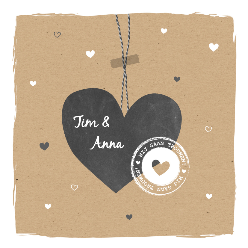 Trouwen - Groot hart, stempel - Trouwkaarten Trouwkaarten - Trouwen - Groot hart, stempel