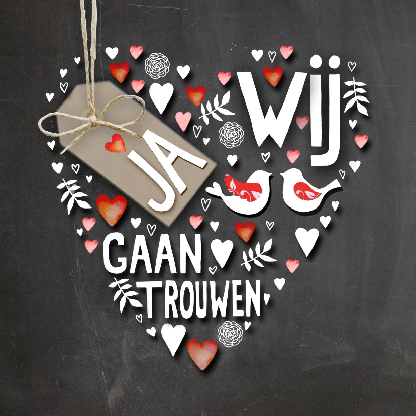 Trouwen handlettering hart - Trouwkaarten Trouwkaarten - Trouwen handlettering hart