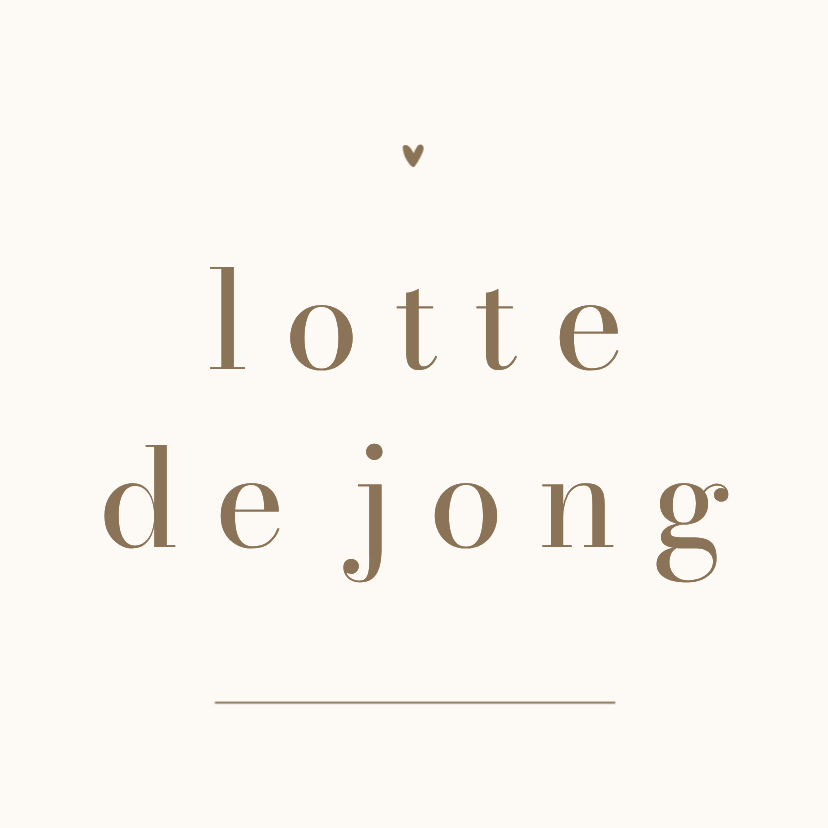 Trouwen naamkaartje hartje streep modern minimalistisch - Trouwkaarten Trouwkaarten - Trouwen naamkaartje hartje streep modern minimalistisch