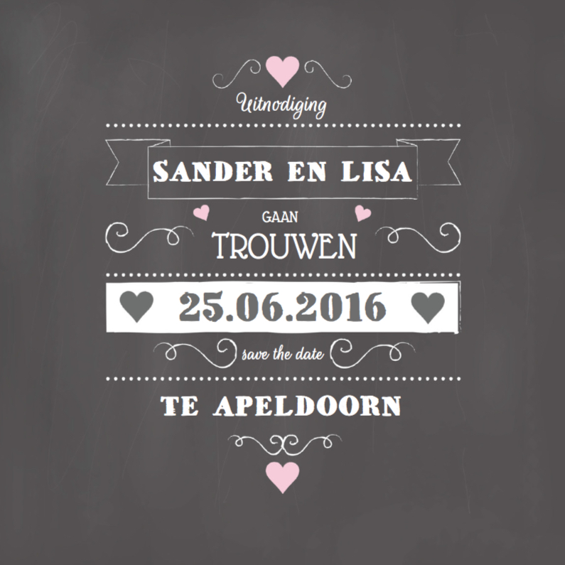Trouwkaart Affiche Chalkboard - Trouwkaarten Trouwkaarten - Trouwkaart Affiche Chalkboard