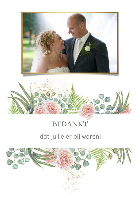 Trouwkaart bedankt botanische rozen - Trouwkaarten Trouwkaarten - Trouwkaart bedankt botanische rozen