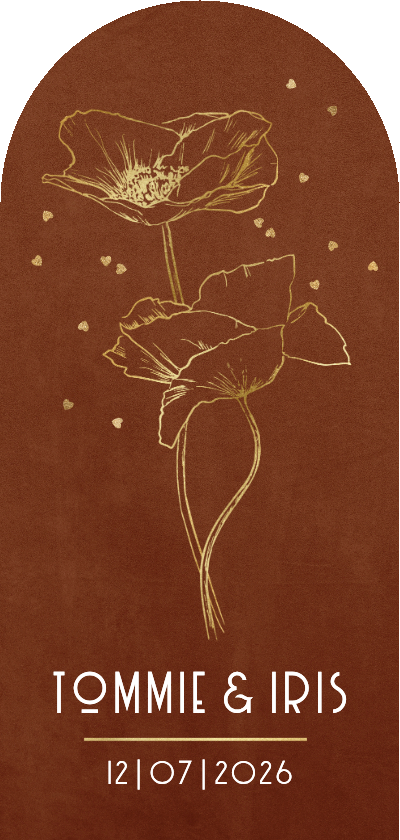 Trouwkaarten - Trouwkaart boog minimalistisch velvet lijnillustratie