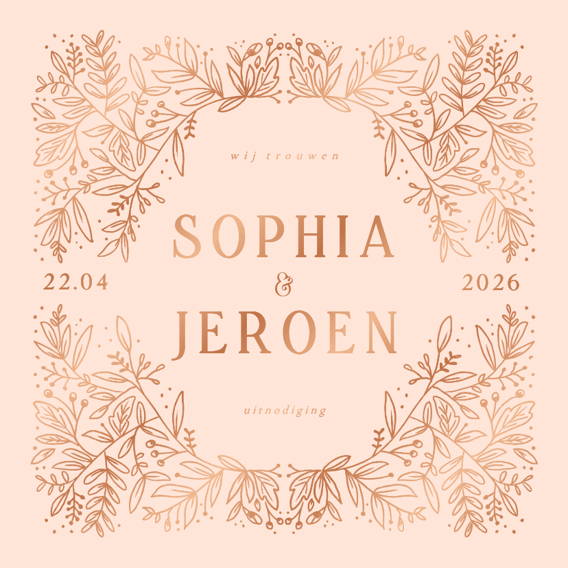 Trouwkaarten - Trouwkaart botanische bloemen stijlvol